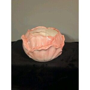 Vintage 1995 The Bombay Company Pink Blossom Cabbage Flower Bowl Vase 4''X6''